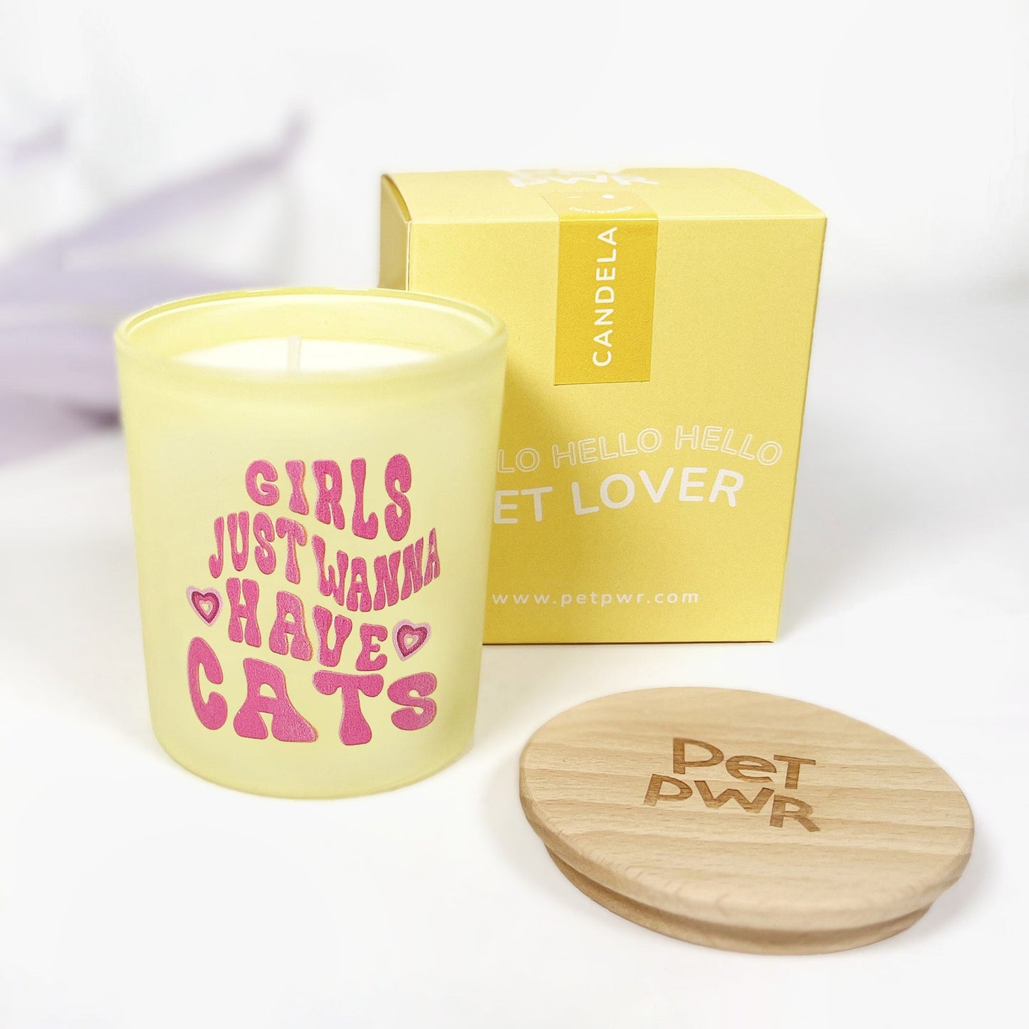 Sojų vaško žvakė su ramunėlių aliejais – Girls just wanna have cats
