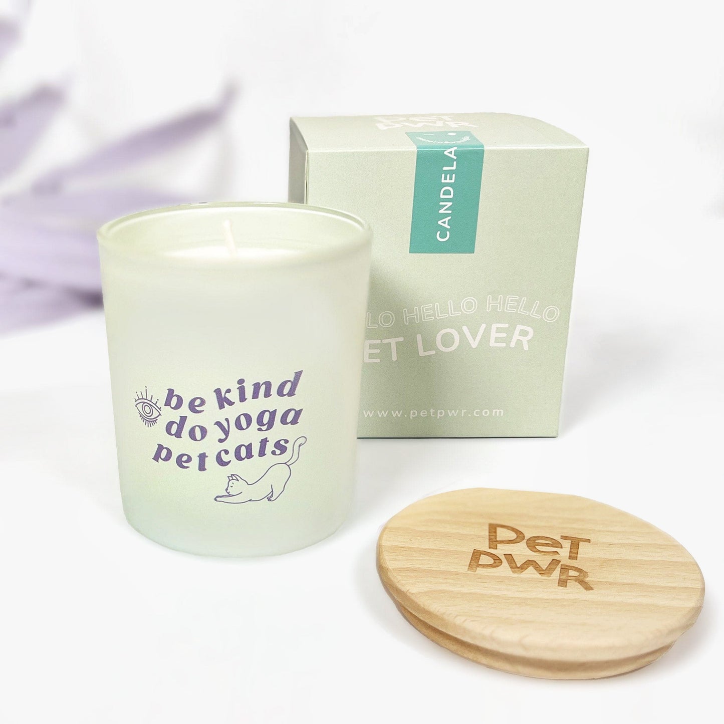Soy Wax Candle with Essential Oils - Be kind, do yoga, pet cats