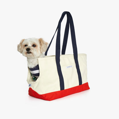 Constantin Carrier Bag with Sherpa Lining - Navy and Red