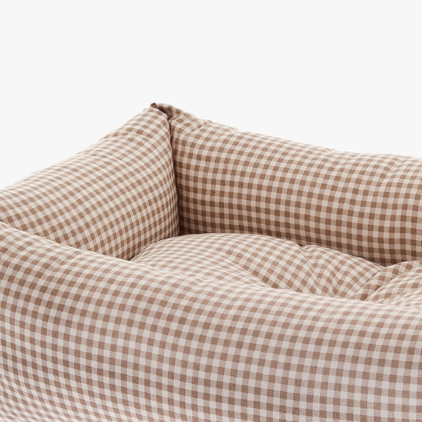 Beige Checked Cotton Bed - Waterproof Base