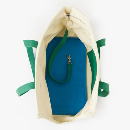Constantin Carrier Bag with Sherpa Lining - Blue and Green