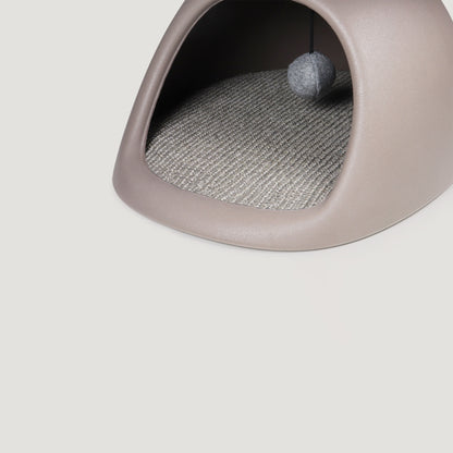 Cat Cave with Scratcher - Light Grey